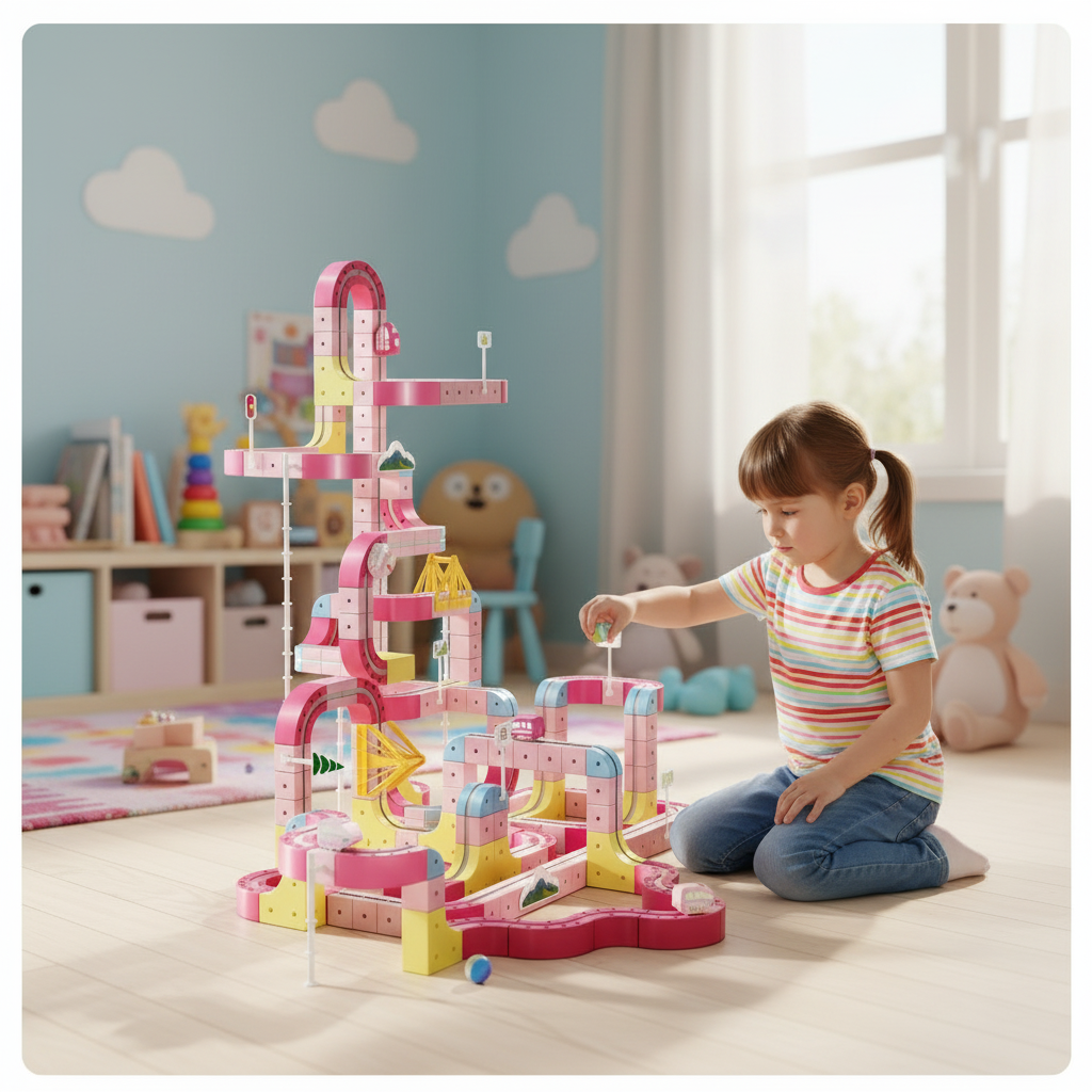 STEM Magnetic Plastic Building Blocks Train Set 100PCS Stacking Race Track Construction Toy Anti-Gravity Magnetic Cars Ages 4-6