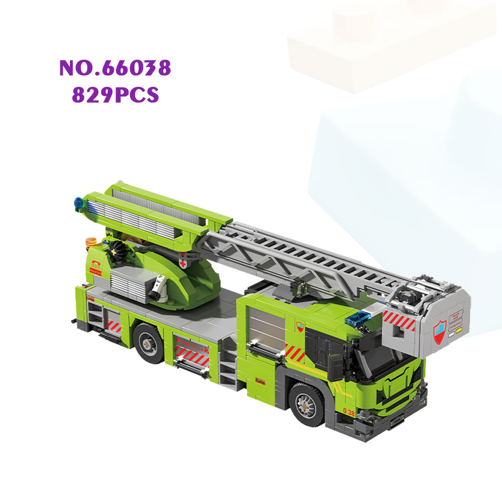 66038 TURNTABLE LADDER FIRE ENGINE Engineering Car Block Model Kids Educational Puzzle Assembly Building Block Set Plastic Toy