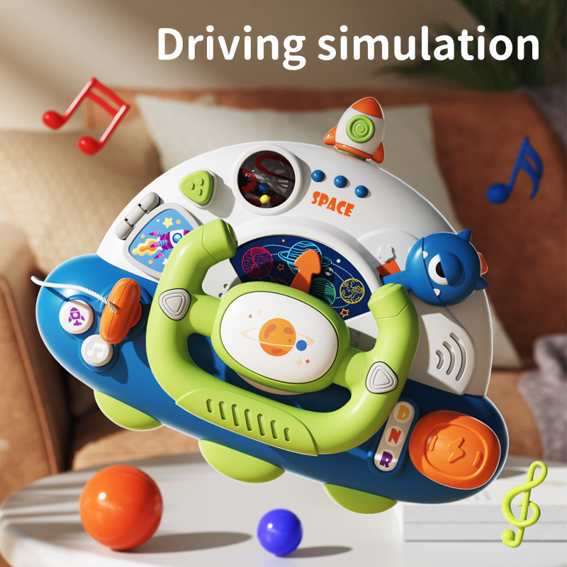 Baby Toy Space Rocket Steering Wheel Baby Children Simulate Music Car Steering Wheel Early Education Toy