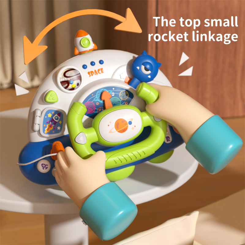 Baby Toy Space Rocket Steering Wheel Baby Children Simulate Music Car Steering Wheel Early Education Toy