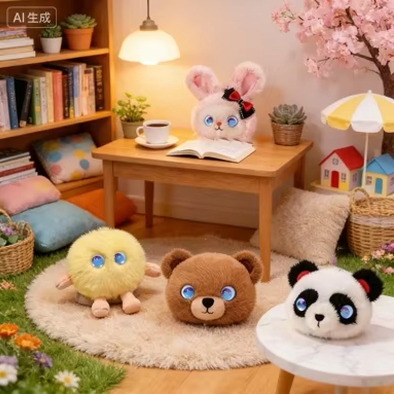 AI Smart Plush Toy Expressive Eyes Intelligent Dialogue 65 Languages Learning Creative Gift for Teens Adults Education Safety