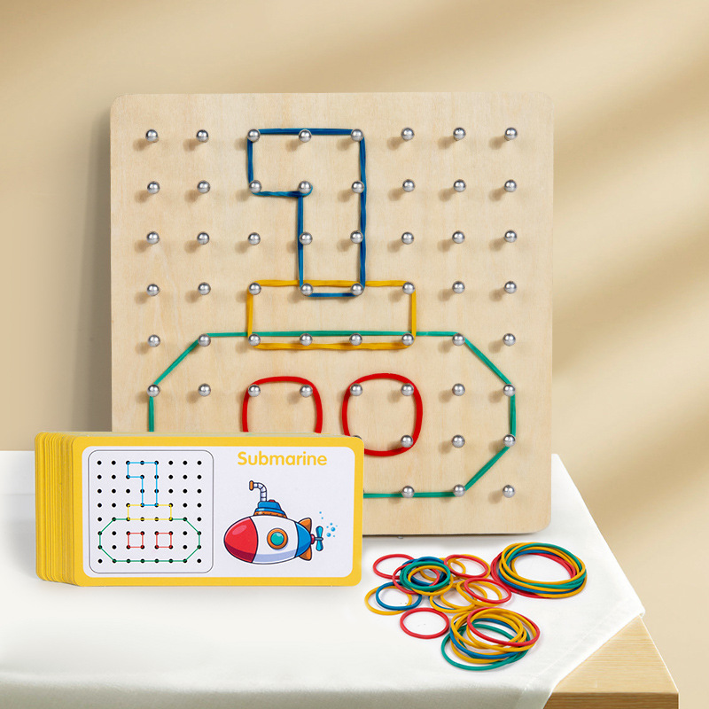 Kids Wooden Geoboard Montessori STEM Toy Graphical Mathematical Education Creative Gifts For Boys Girls