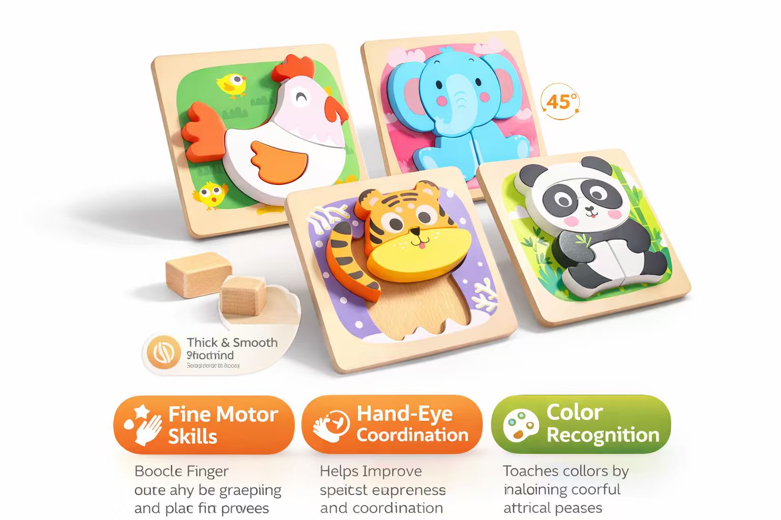 Montessori Educational Toys 3D Animal Puzzle Cartoon Kids Learning Wooden Educational Toys Learning Toy
