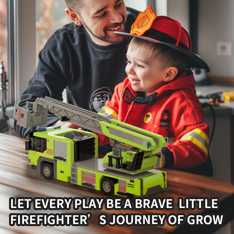 66038 TURNTABLE LADDER FIRE ENGINE Engineering Car Block Model Kids Educational Puzzle Assembly Building Block Set Plastic Toy