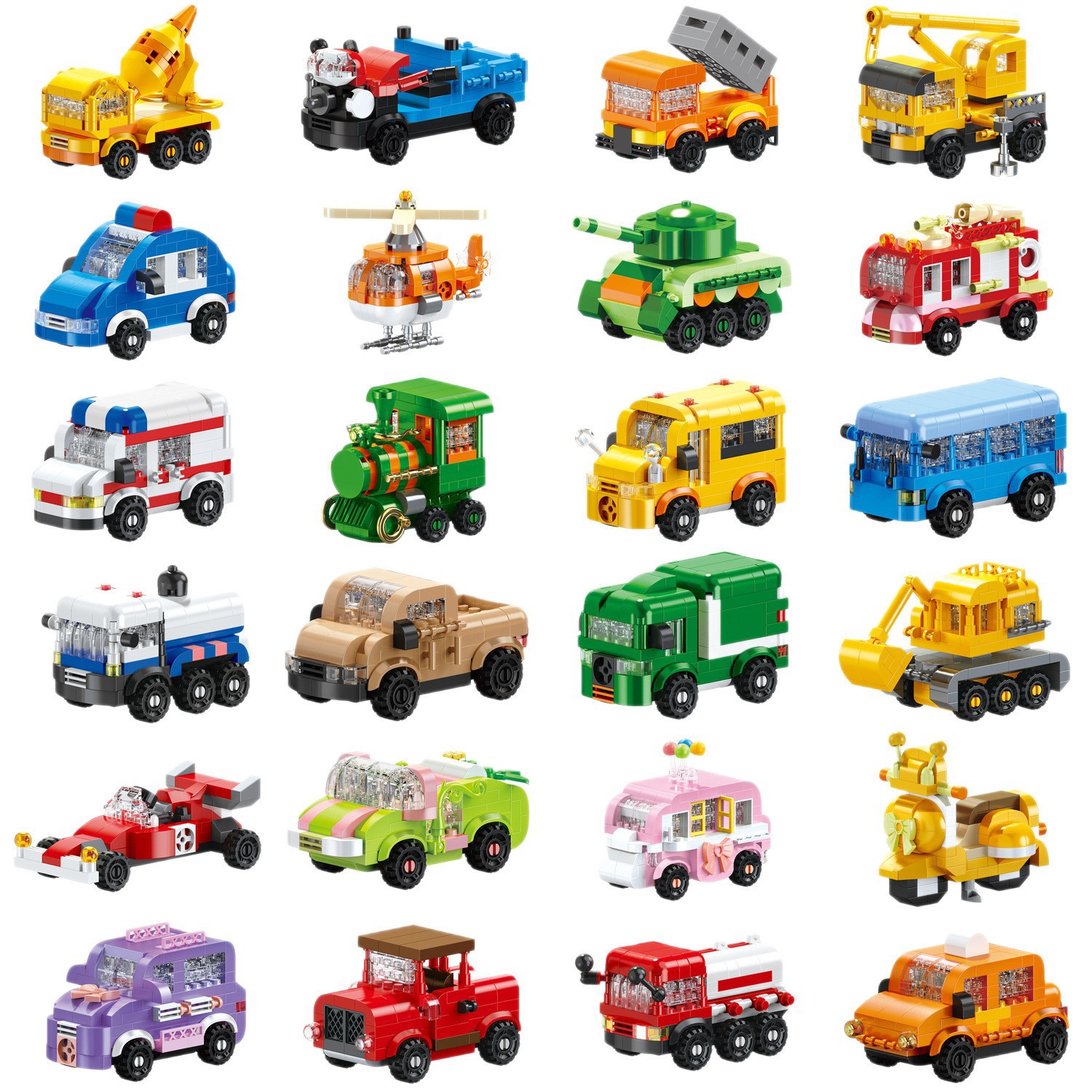 Transformable Micro Building Blocks Toy DIY Educational Construction Engineering Vehicles STEM Learning Puzzle