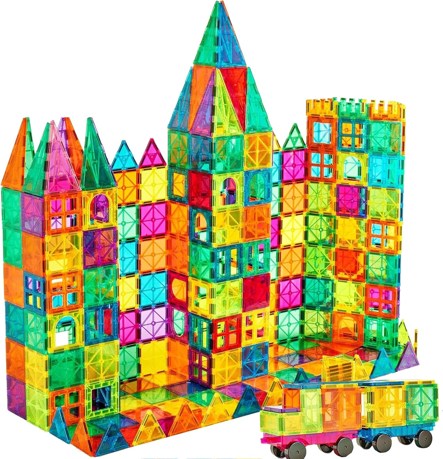 3D Magnetic Tiles &amp; Rods Stacking Blocks Set STEM Construction Toys Educational Building Kit for Kids Girls Boys