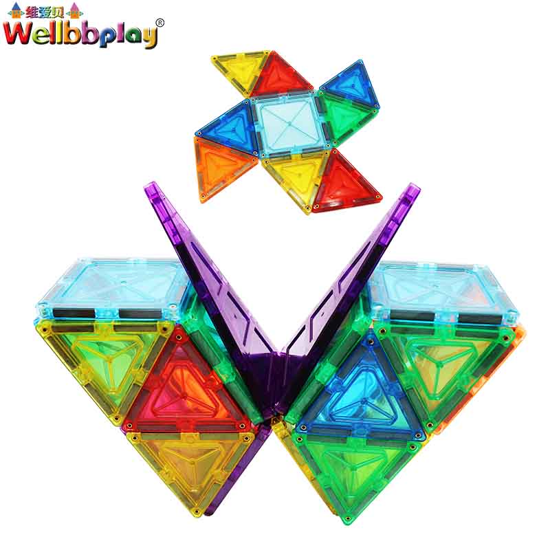 32PCS Early Learning Plastic Magnetic Tiles Building Magnet Block Set Toy Educational Construction Model Toy