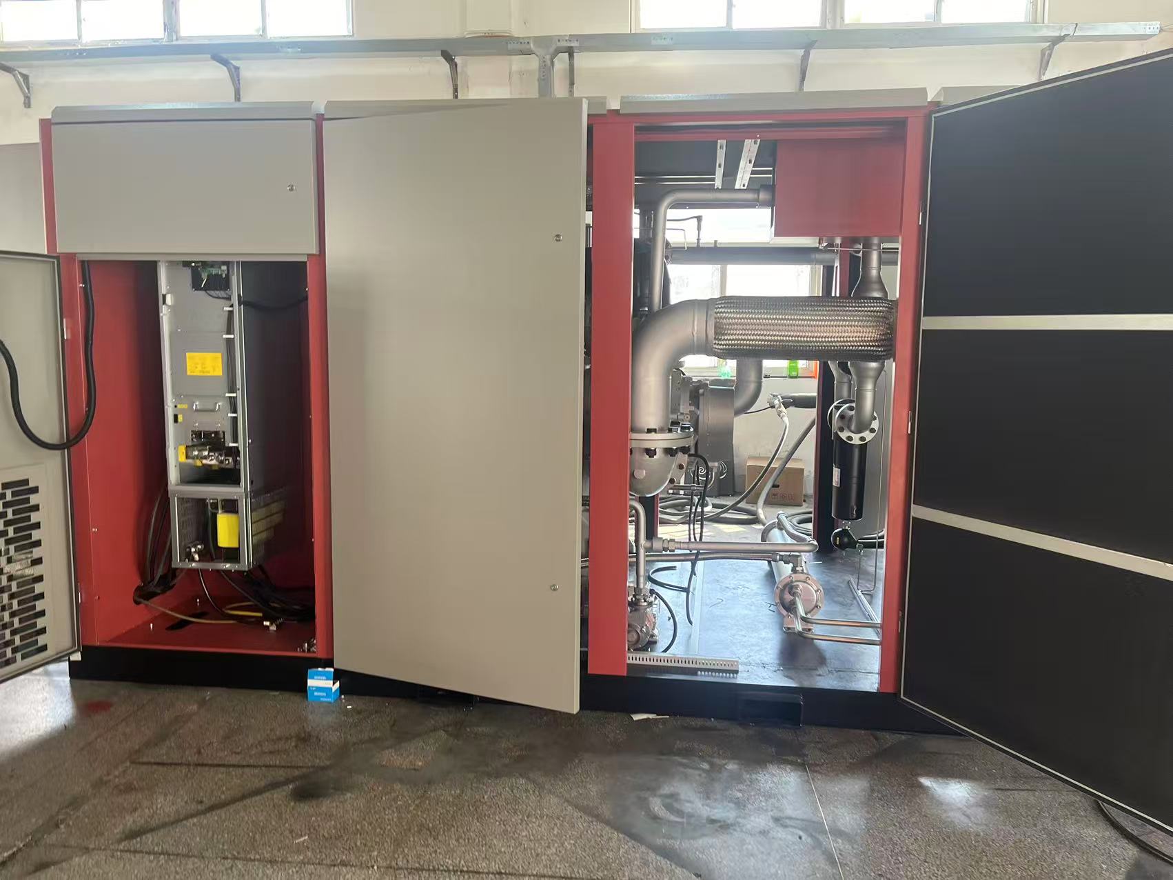 China 280kw Low Noise Dry Type Oil Free Screw Air Compressor oilless industrial air compressor rotary air compressor Manufacturers, Factories