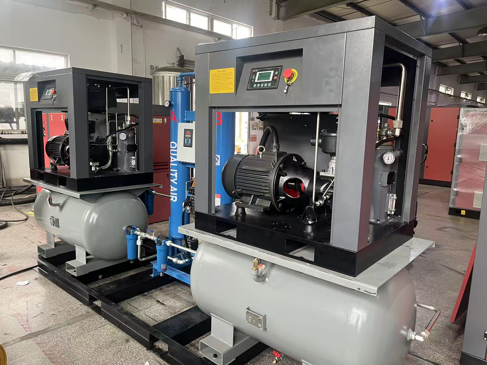 China Two In One 7.5kw  10HP AC Power Screw Compressor Fixed Speed Screw Air Compressor with Air Tank Factory, Exporter