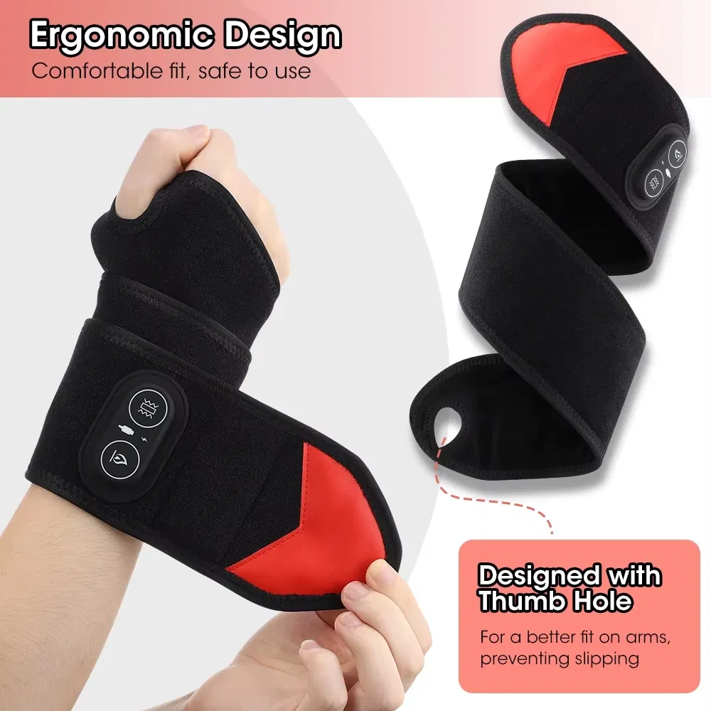 Self-Heating Wrist Band Magnetic Therapy Support Brace Wrap Heated Hand Warmer Compression Pain Relief Belt