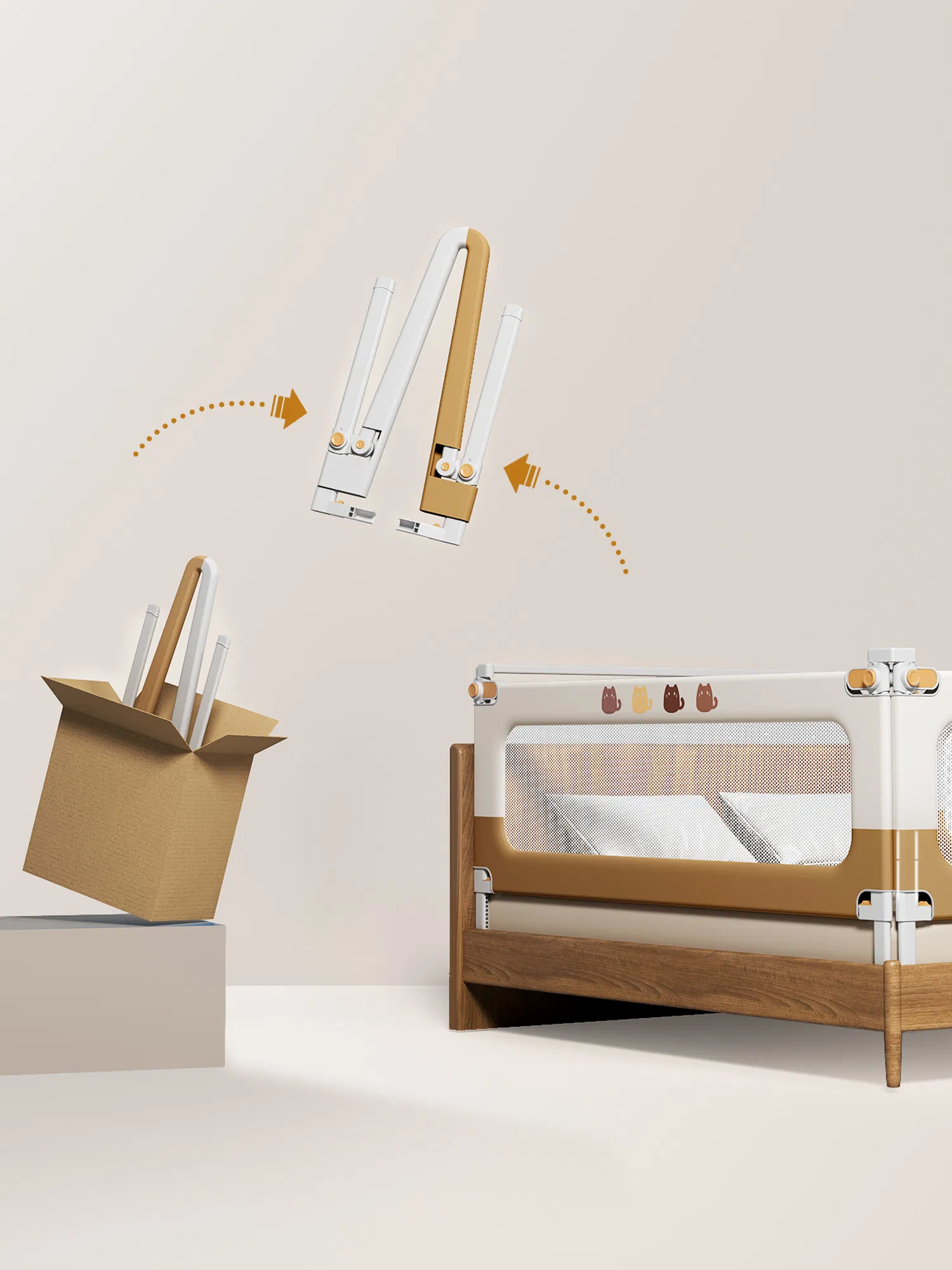 Adjustable Height Bed Rail for Kids with Seamless Anti-Pinch Feature