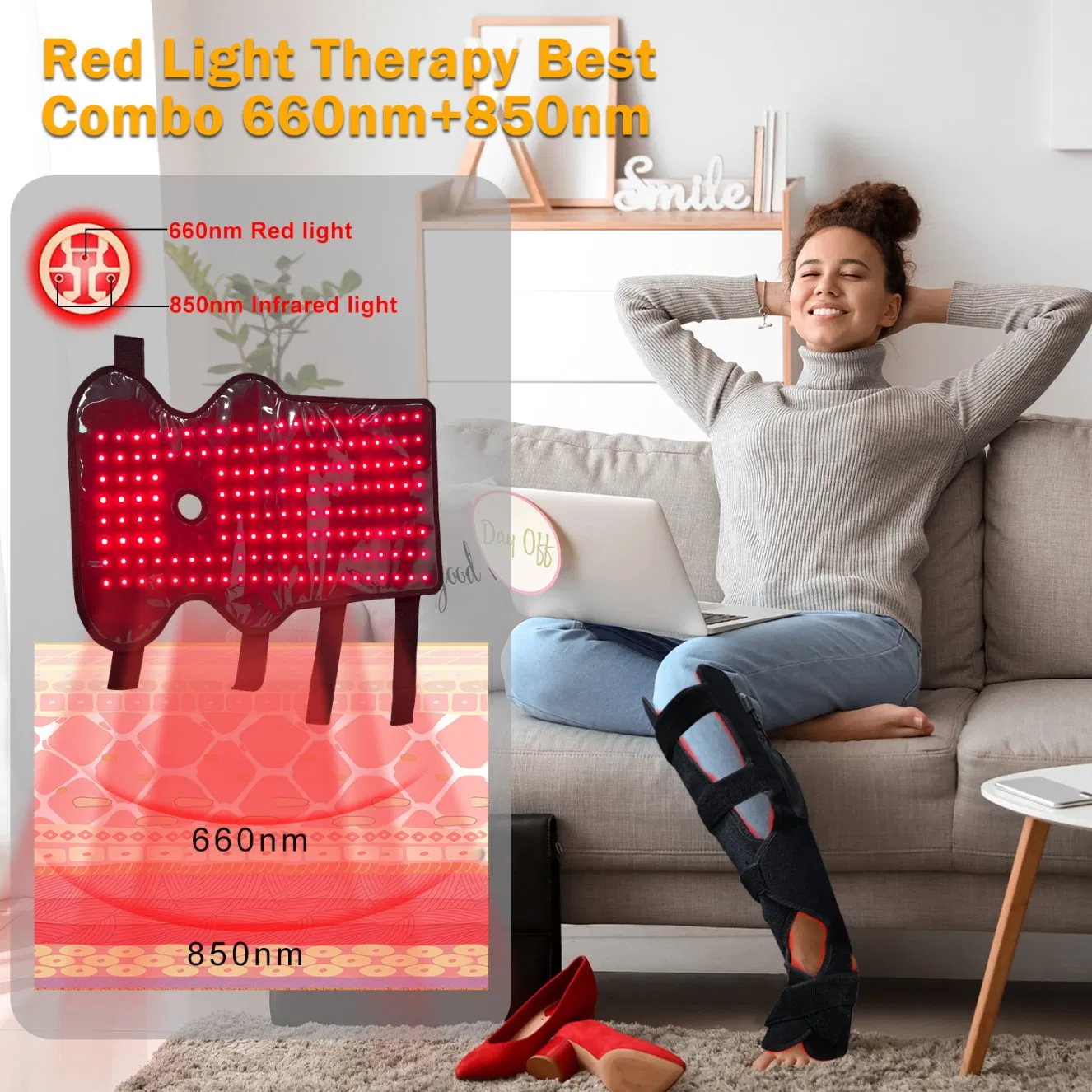 Flexible 660nm 850nm Red Light Therapy Foot Ankle Pain Relief Wrap