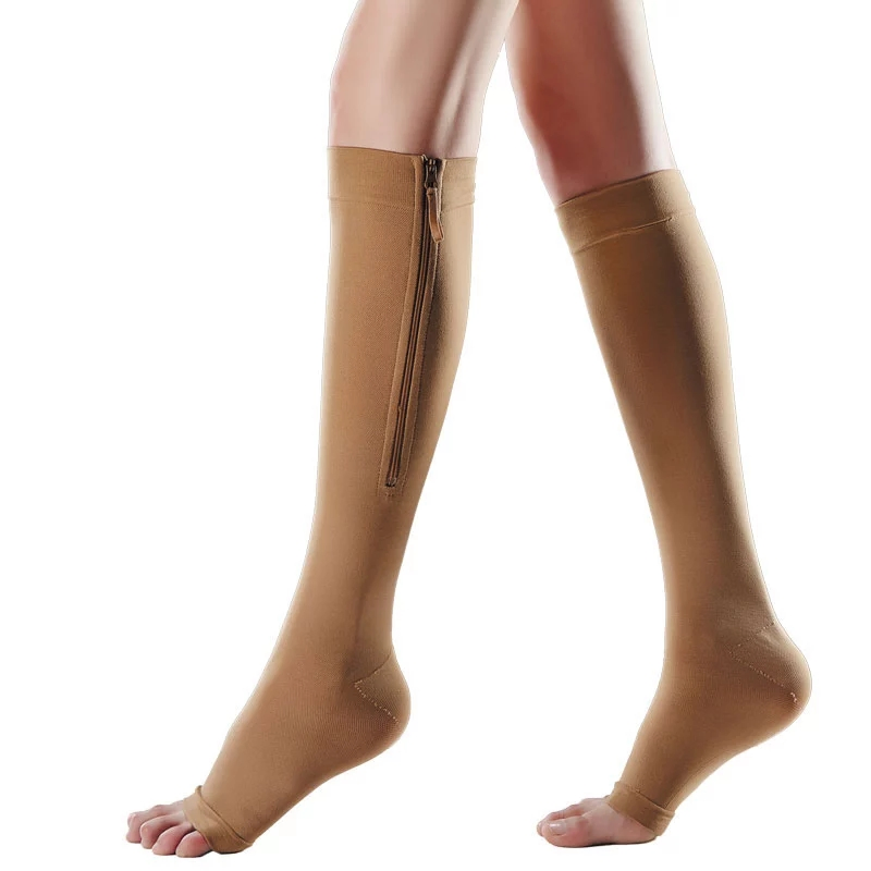 Medical Compression Socks Pain Release Knee High Zipper Compression Stockings