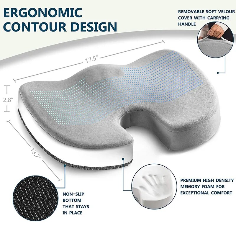 Orthopedic Memory Foam Coccyx Cushion Tailbone Pain Office Wheelchair Seat Cushion