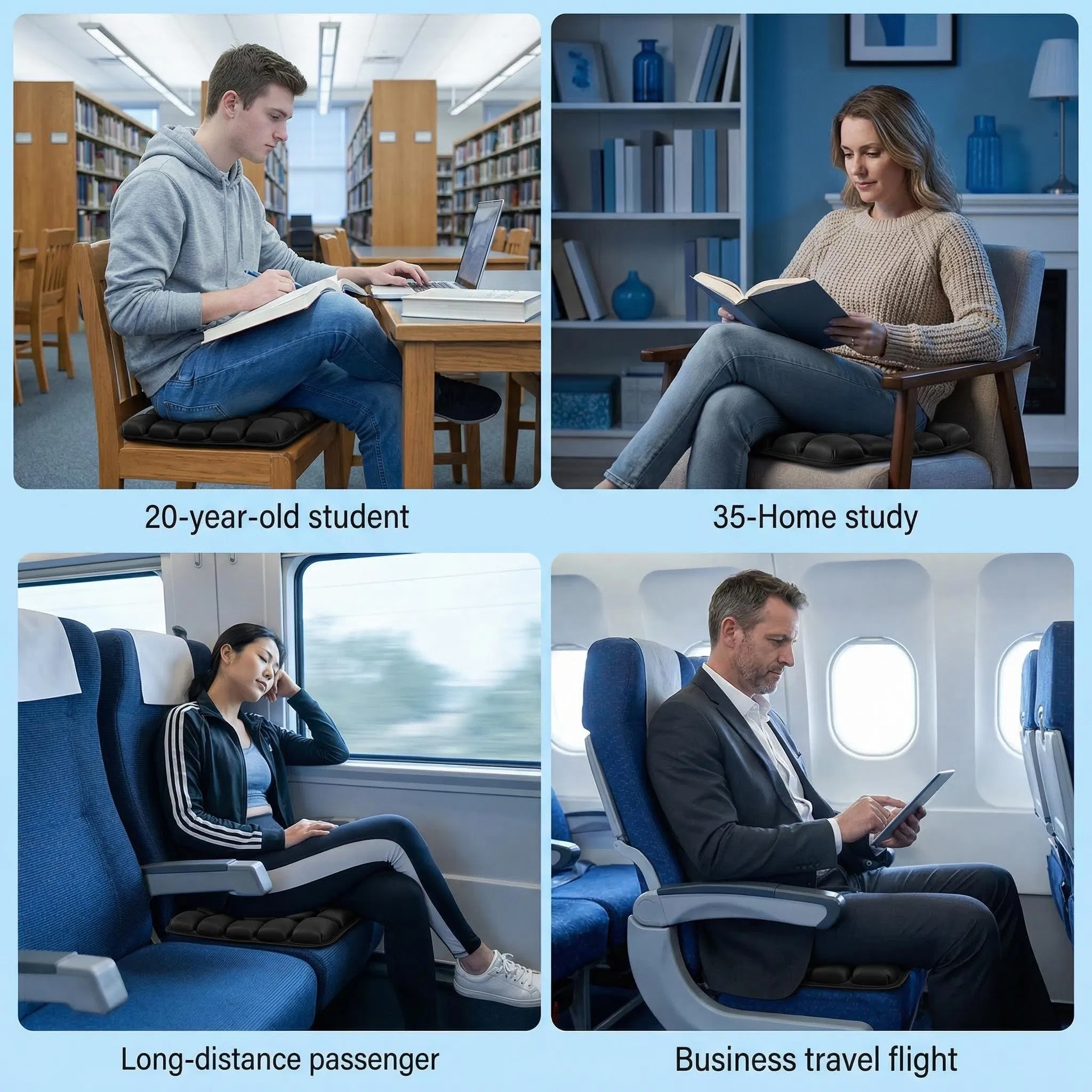 Premium Black Inflatable Seat Cushion and Chair Pad for Car Seats