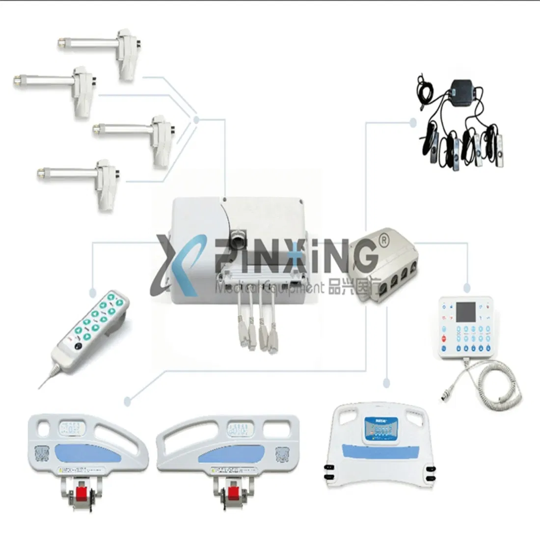 Medical Hospital Bed Headboards Adjustable Electric Side Rail