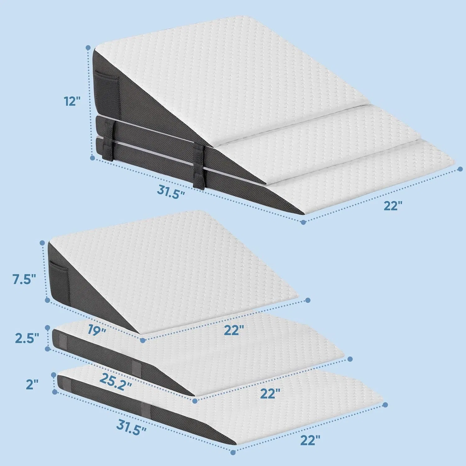 Adjustable Bed Wedge Pillow Backrest Pillow for Whole Body