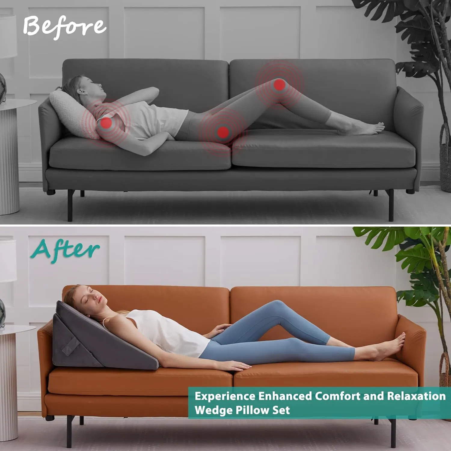 Durable Wedge Pillow Back Positioning Elevation Pillows for Adults