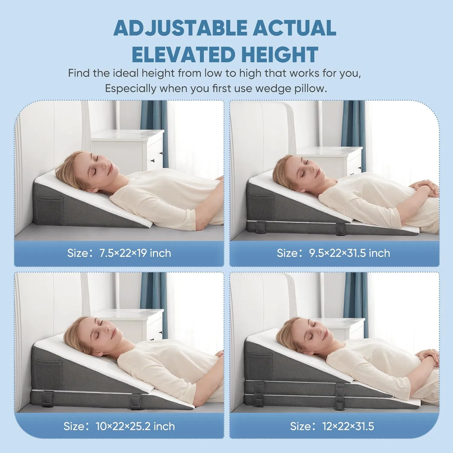 Adjustable Bed Wedge Pillow Backrest Pillow for Whole Body