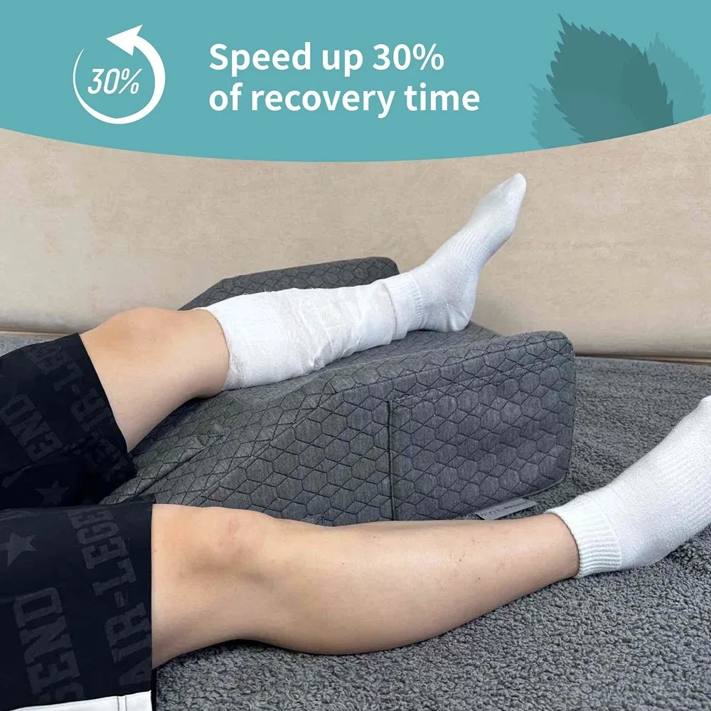 Leg Elevation Wedge Support Pillow with Handles and Pockets After Surgery, Injury, for Knee, Ankle Support