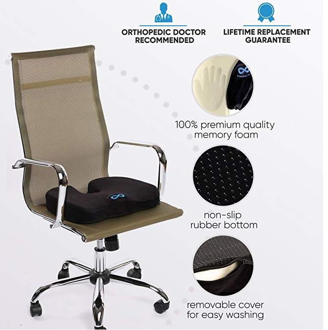Everlasting Comfort Seat Cushion - Relieve Back, Sciatica, Coccyx and Tailbone Pain