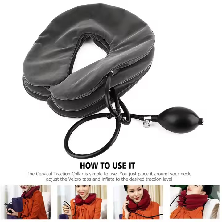 Inflatable Adjustable Neck Stretcher Cervical Neck Traction Device for Instant Neck Pain Relief