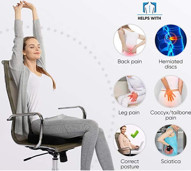 Everlasting Comfort Seat Cushion - Relieve Back, Sciatica, Coccyx and Tailbone Pain
