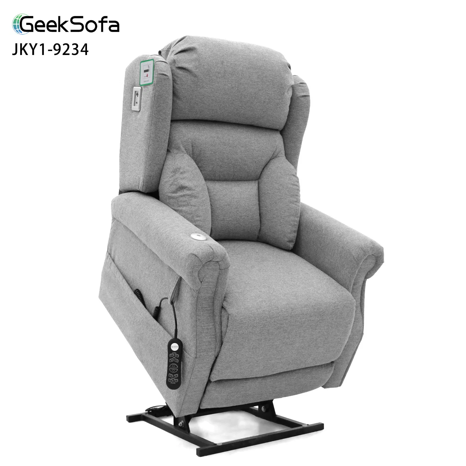 Geeksofa 9234 Quad Motor Tilt-in-Space Power Electric Medical Lift Riser Recliner Chair with Power Headrest &amp; Lumbar Support &amp; Tray Table &amp; Reading Light
