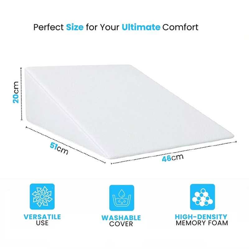 Large Memory Foam Wedge Pillow Back Support Pillow Positioning Pillow Comfort Cushion for Sleep