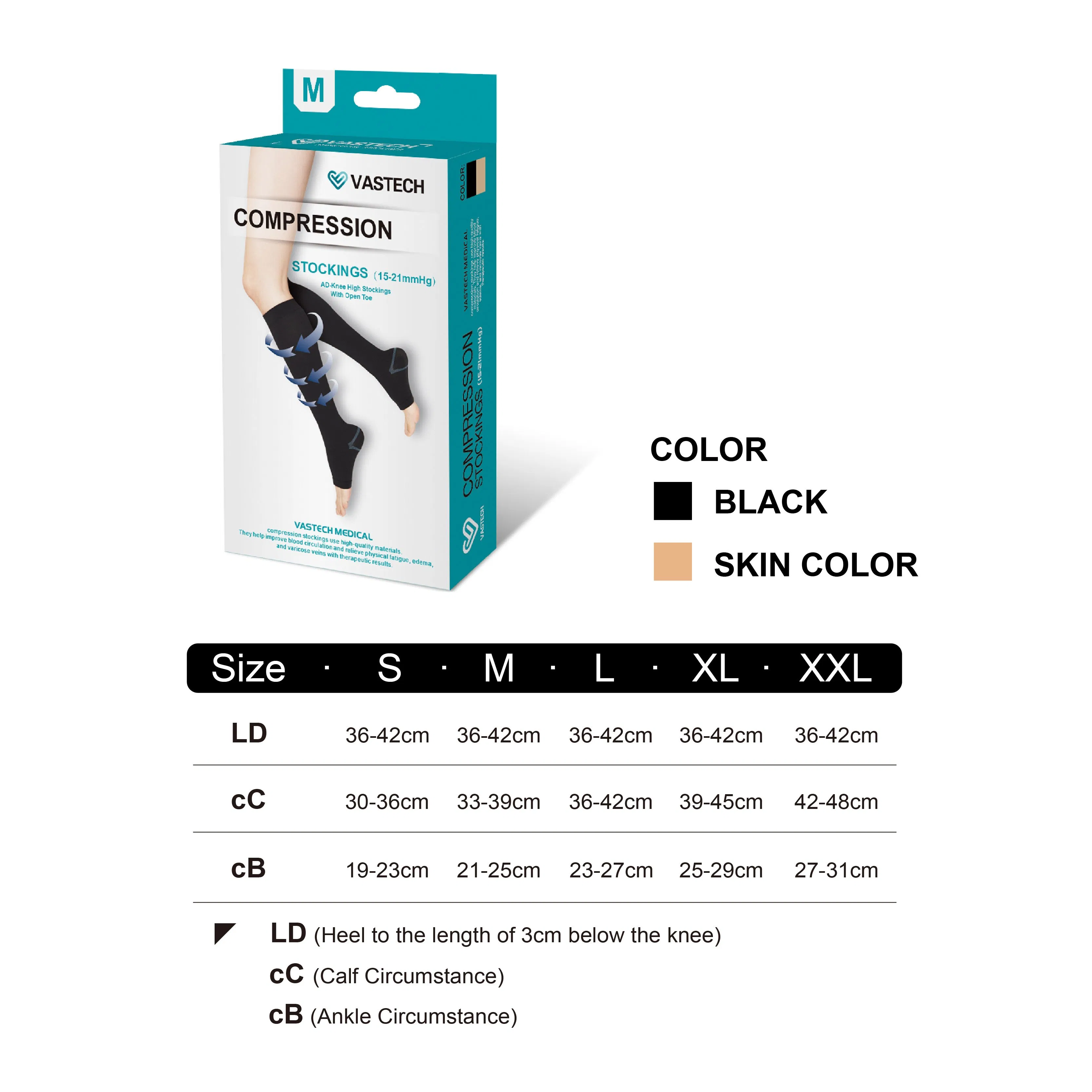 Medical Compression Socks Varicose Veins Pain Release Class 1 15-21mmhg Open Toe Compression Stocking