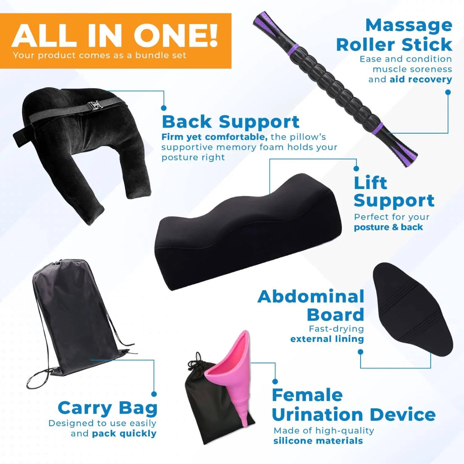 Premium Post Operative Memory Foam Booty Buddy PARA Post Bbl Recovery After Surgery Bed Bbl Pillow Set with Back Support