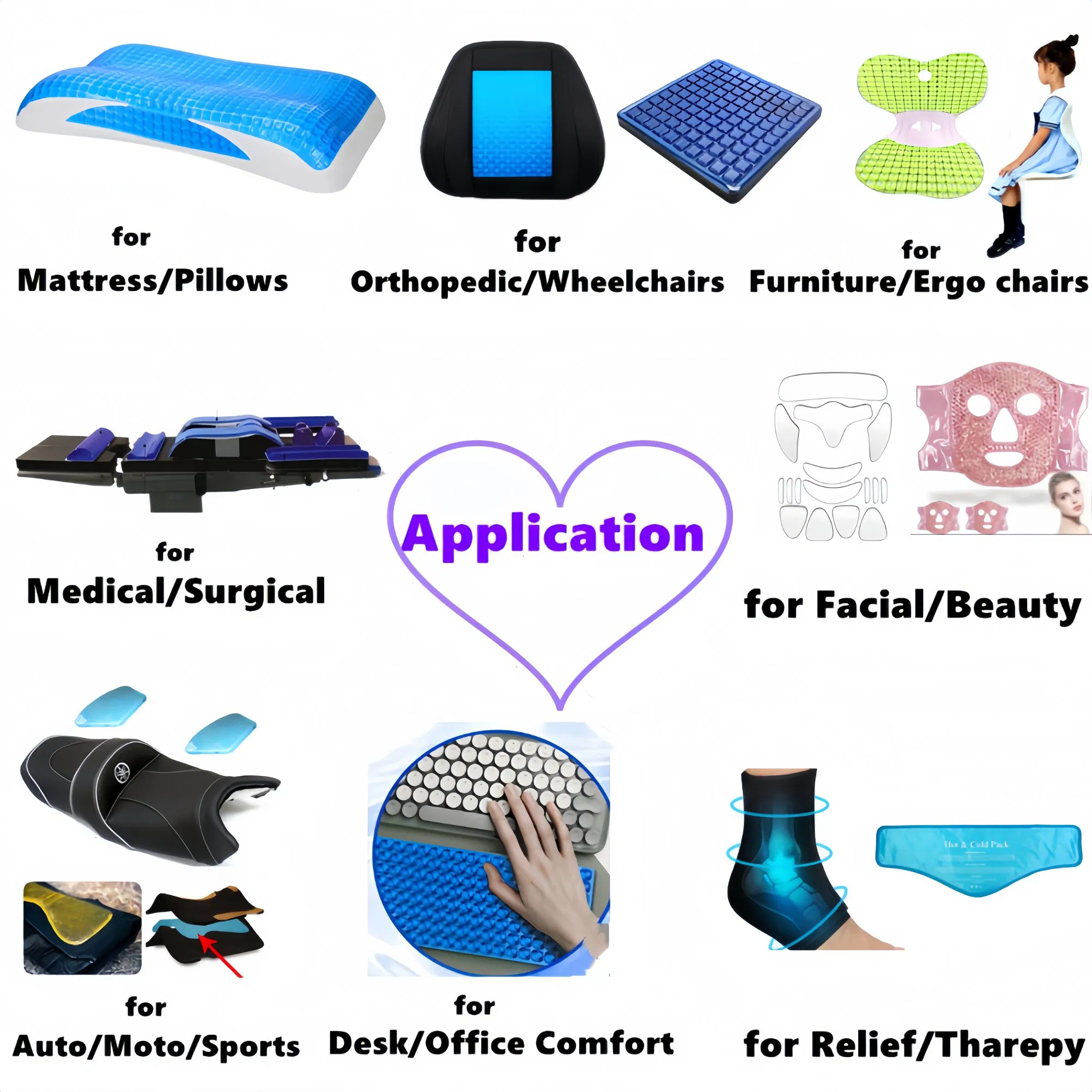 Silica Gel Pad Heat Dissipation Tailbone Orthopedic Car Chair Gel Cushion Square Gel Pad for Pillow Mattress