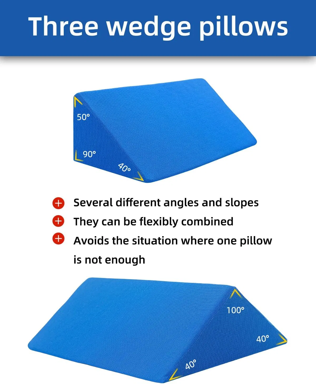 Adjustable 40 Degree Triangle Bed Wedge Pillow for Comfort