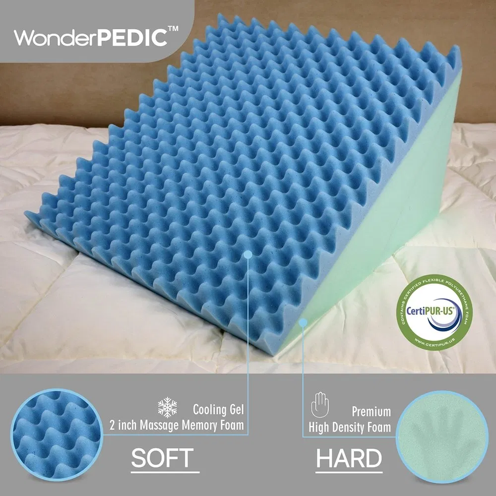 Memory Foam Triangle Bed Wedge Pillow with Additional Cervical Memory Foam Pillow