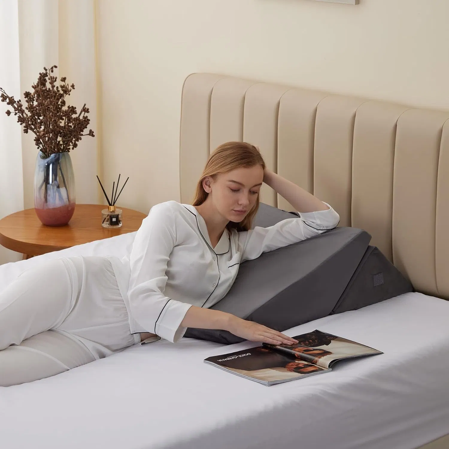 Comfortable Triangle Wedge Pillow Breathable Memory Foam Top with Removable Cover