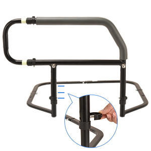 Heinsy Medical Adjustable Bed Assist Bar Fall Prevention Safety Hand Guard Grab Bar for Elderly with Storage Pocket Adult Bed Rail