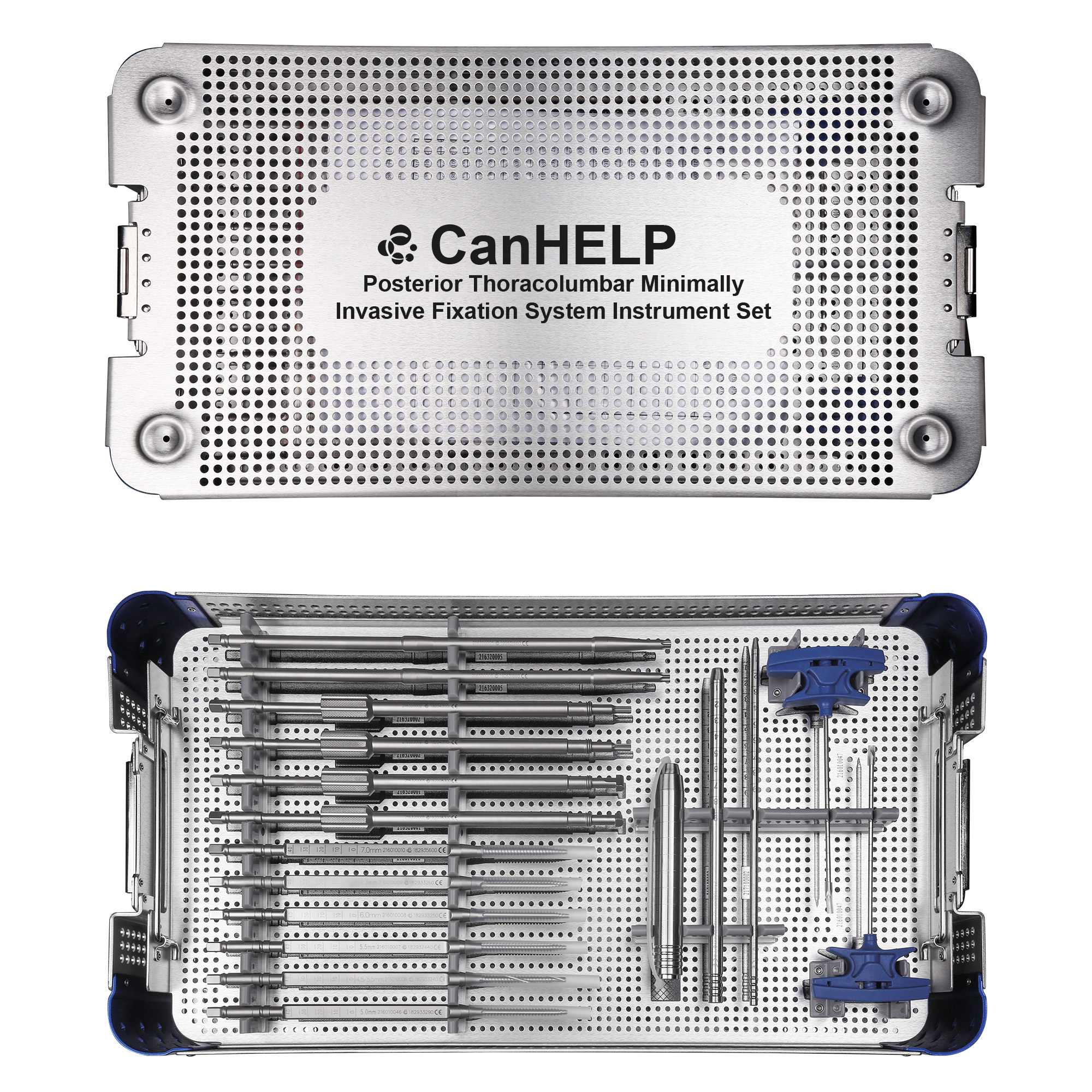 Canwell Medical Long Arm Pedicle Screw Stainless Steel Minimally Invasive Spine Fixation Surgery Instruments Set for Orthopedic
