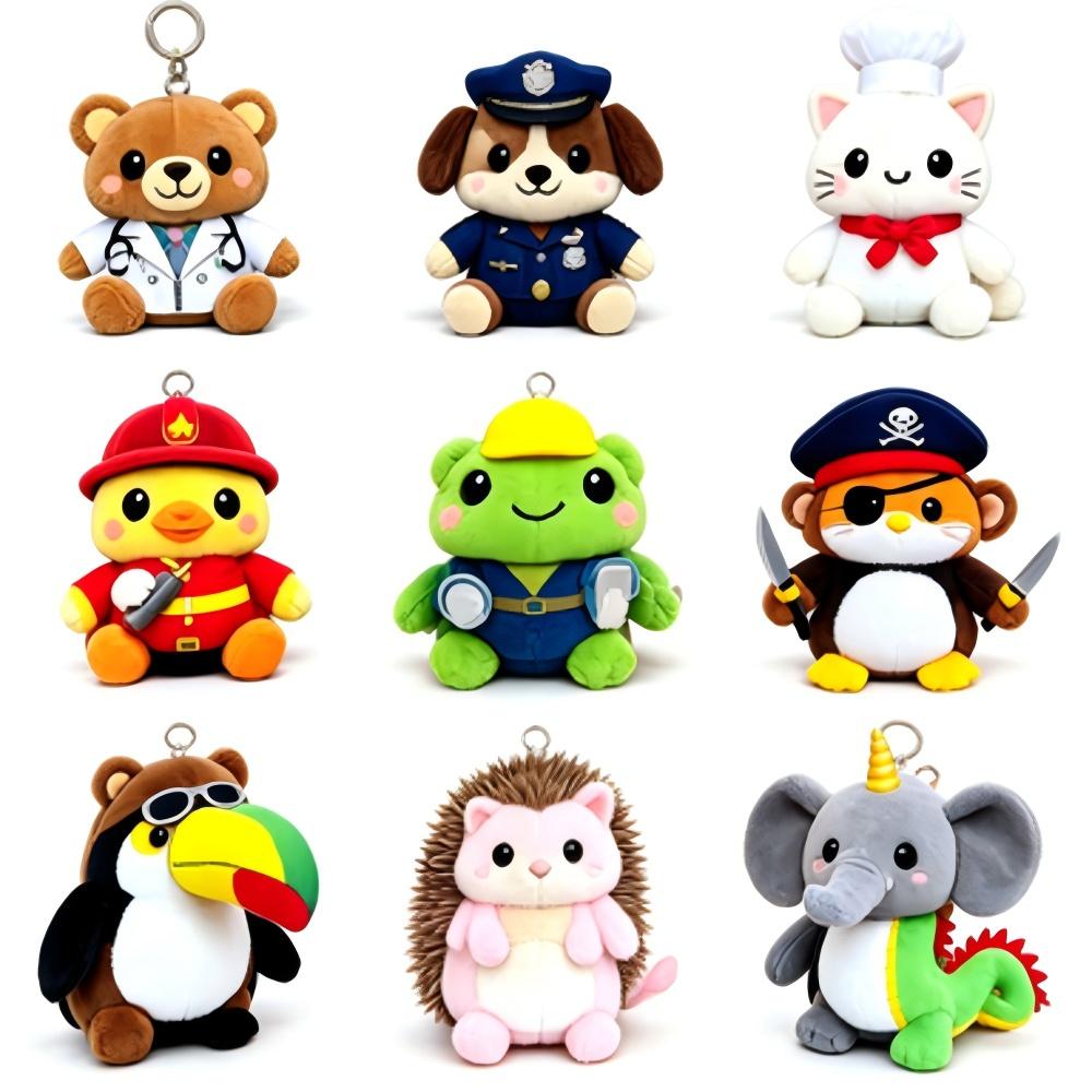 Cartoon Plush Doll Keychain Soft Stuffed Toy Mobile Phone Chain Bag Hanging Pendant Creative Gift Souvenir