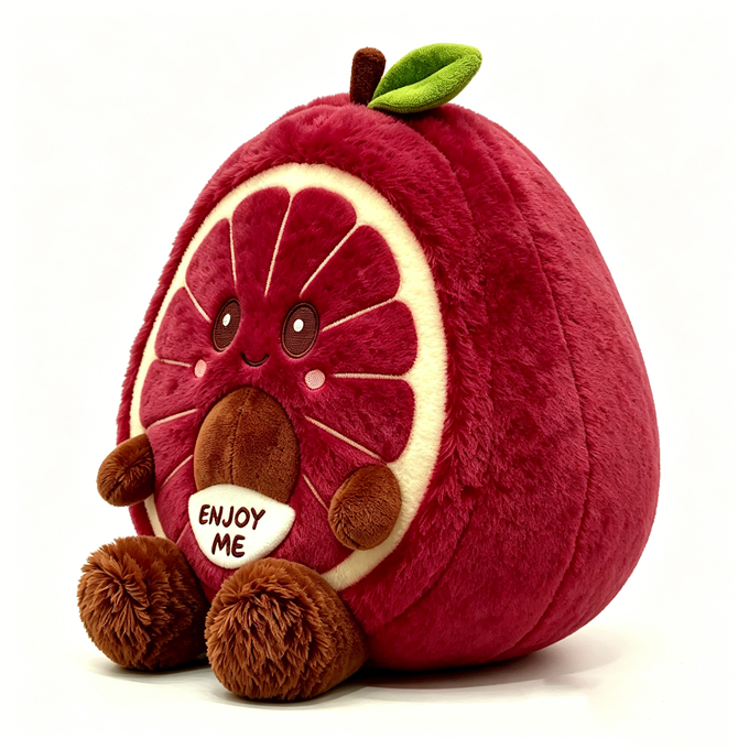 Cute Blood Orange Plush Toy Soft Stuffed Fruit Pillow for Kids Stress Relief Unisex 3 Years and Above