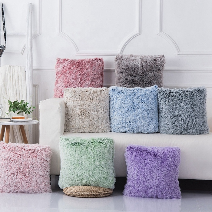 Winter Warm Soft Fur Throw Pillow Cozy Fluffy Plush Cushion for Sofa Decor