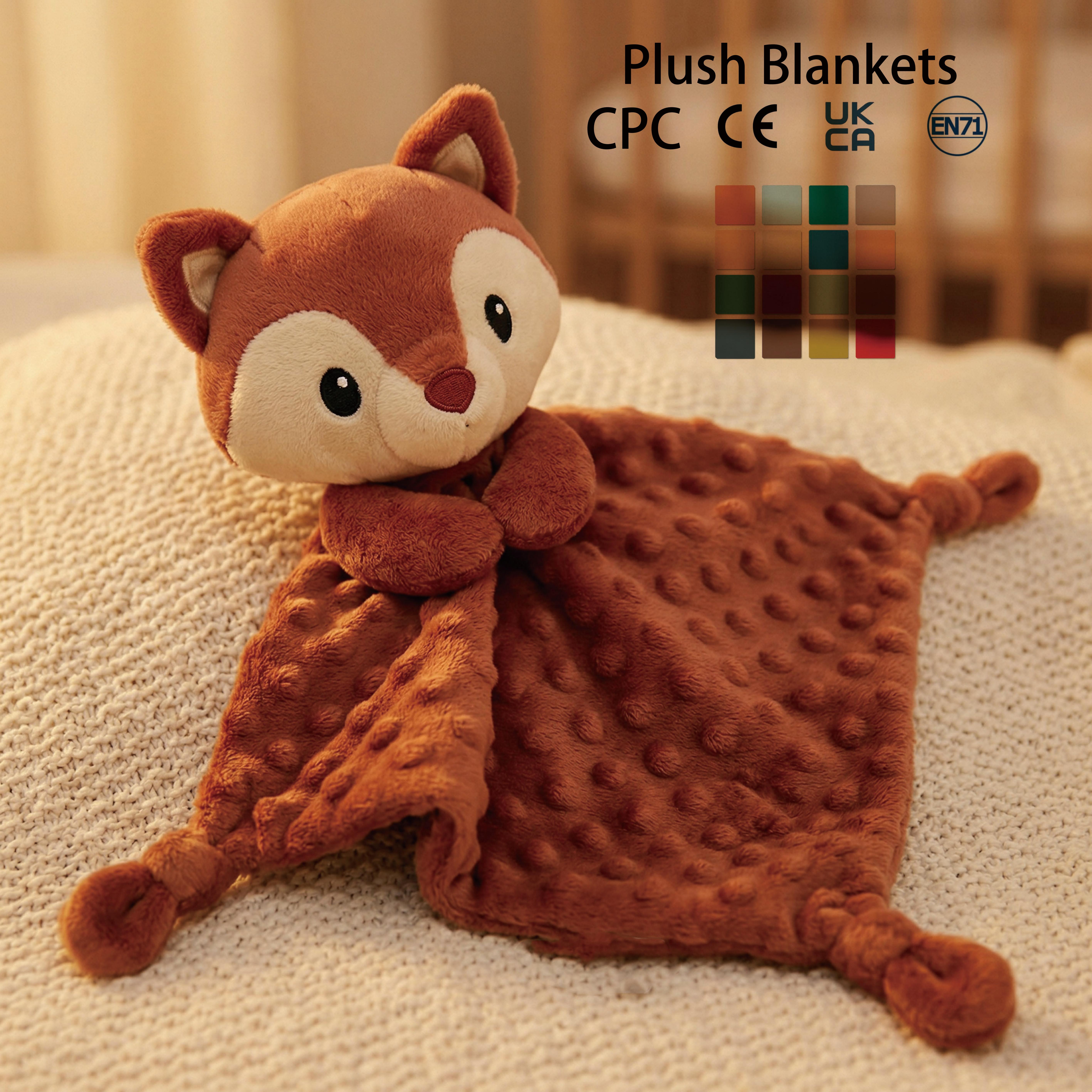Plush Minky Dot Fox Lovey Baby Comforter Toddler Soothing Security Blanket Sensory Bedtime Kids Blanket
