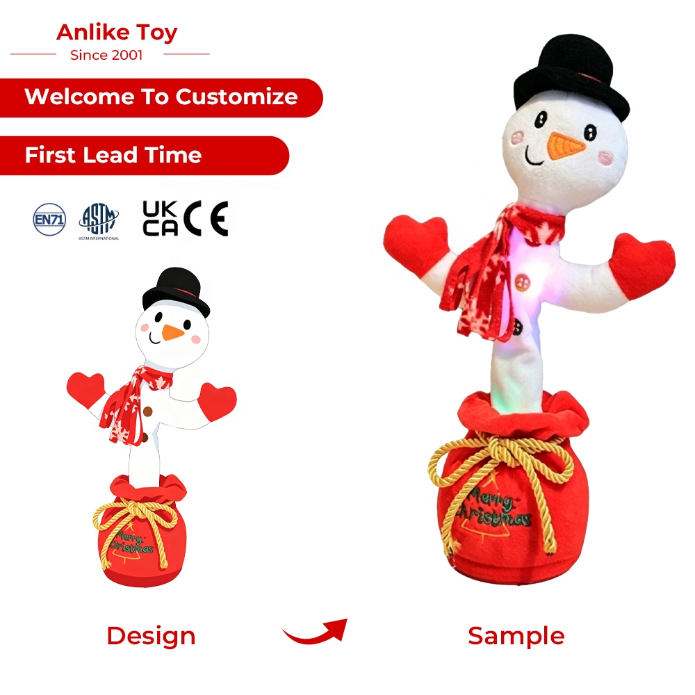Custom Plush Toy Talking Penguin Dancing Singing Interactive LED Plush Doll Electric Toy for Kids Stuffed Toys