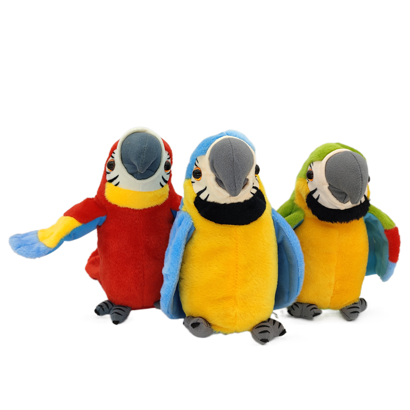 Electric Talking Parrot Stuffed Plush Toy Custom Plush Toy Bird Recording and Repeating Moving Talking Parrot Toy