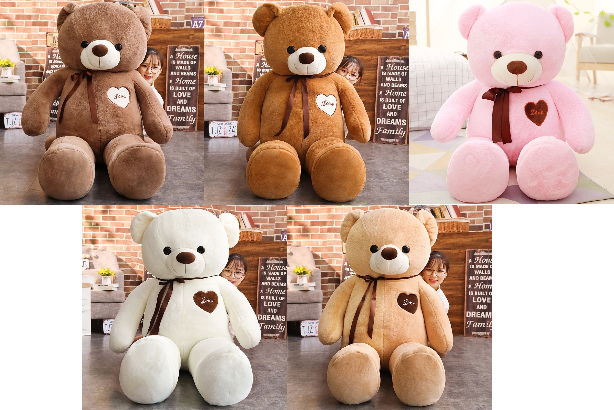 Factory Wholesale 80-200CM Giant Teddy Bear Plush Toy Skin Big Bear Stuffed Toys Doll Hug Pillow Valentine Teddy Bear TOYS Gift
