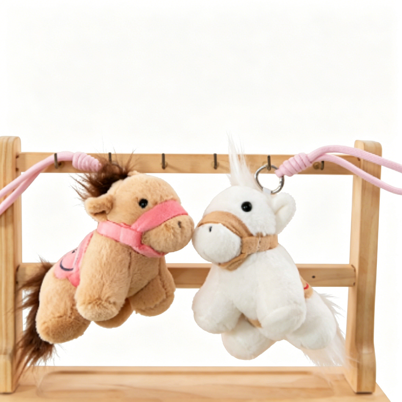 Cute Stuffed Animal Dog Horse Anime Plush Key Chain, Fashion Accessory Backpack Clips, Kindergarten Gift, Handbag Pendant