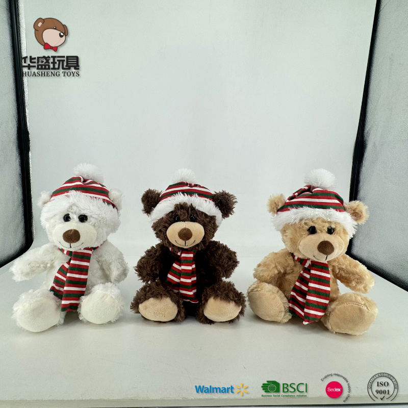 Christmas Hat Teddy Bear Stuffed Animal Plush Toys Party Birthday Holiday Gift
