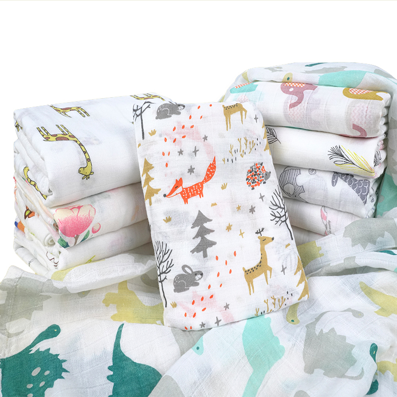 Soft Security Blanket for Newborns Nursery Stroller Car Seat Plush Bamboo Cotton Printed Blend Baby's Bedding