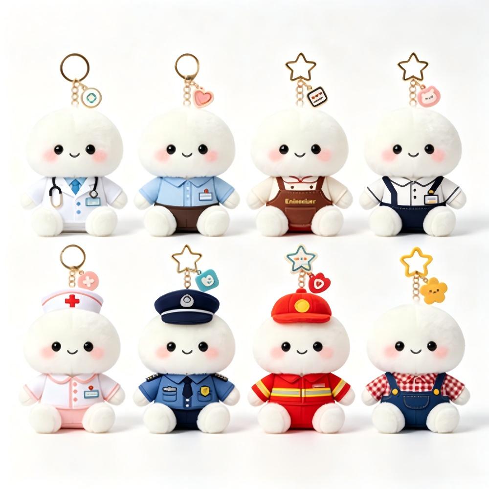 Cartoon Plush Doll Keychain Soft Stuffed Toy Mobile Phone Chain Bag Hanging Pendant Creative Gift Souvenir