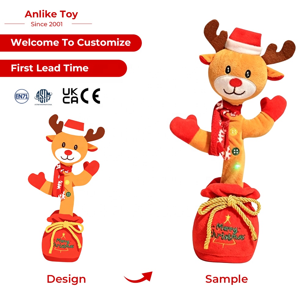 Custom Plush Toy Talking Penguin Dancing Singing Interactive LED Plush Doll Electric Toy for Kids Stuffed Toys