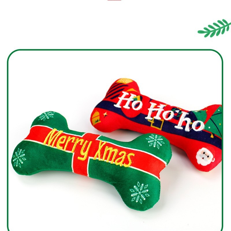 Holiday-Themed Plush Dog Toy Set for Festive Fun